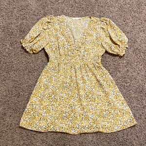 Lush Yellow Floral Mini Dress